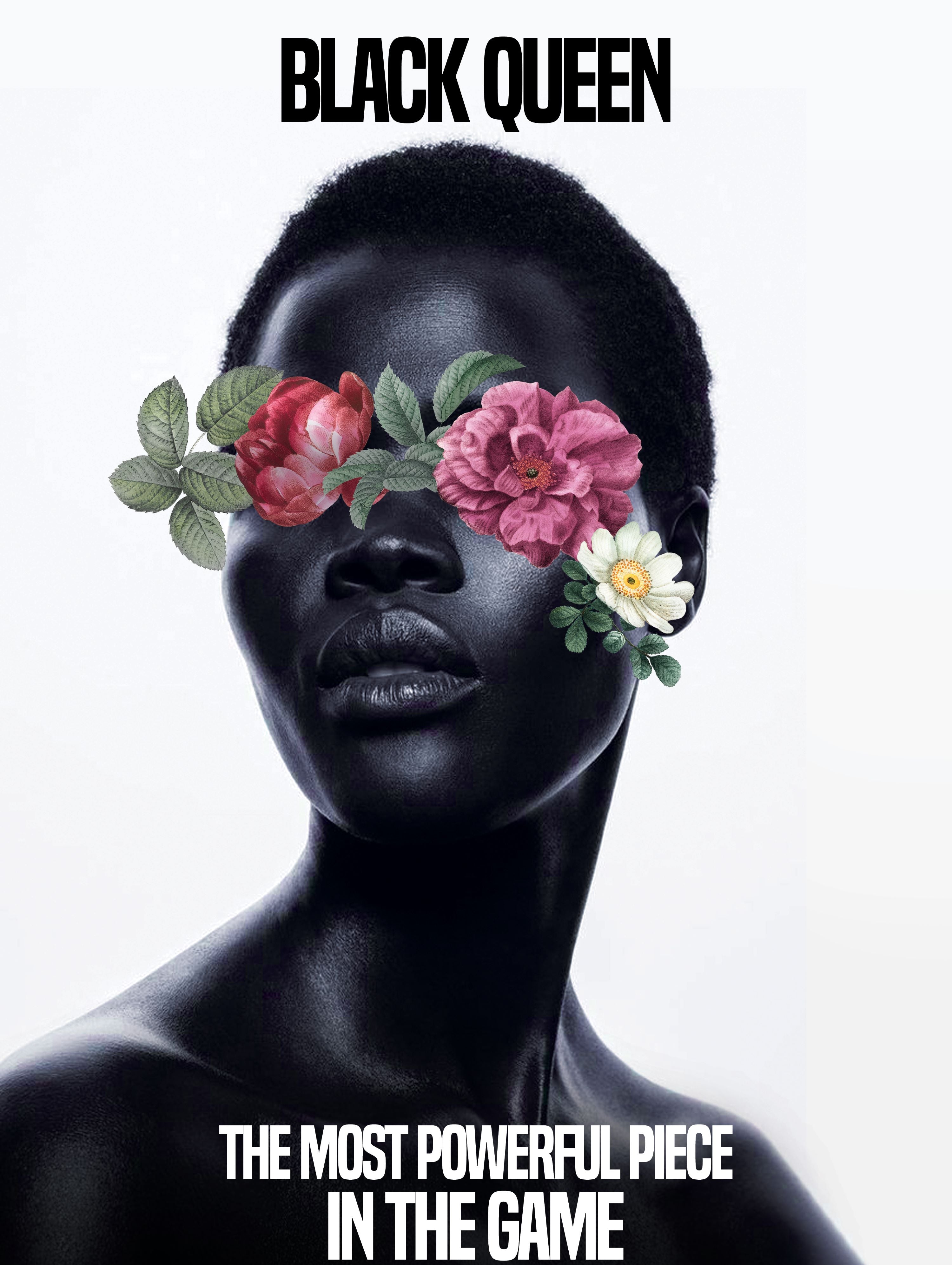 Vinyl Decal, Black Woman With Fowers (5" x 7")