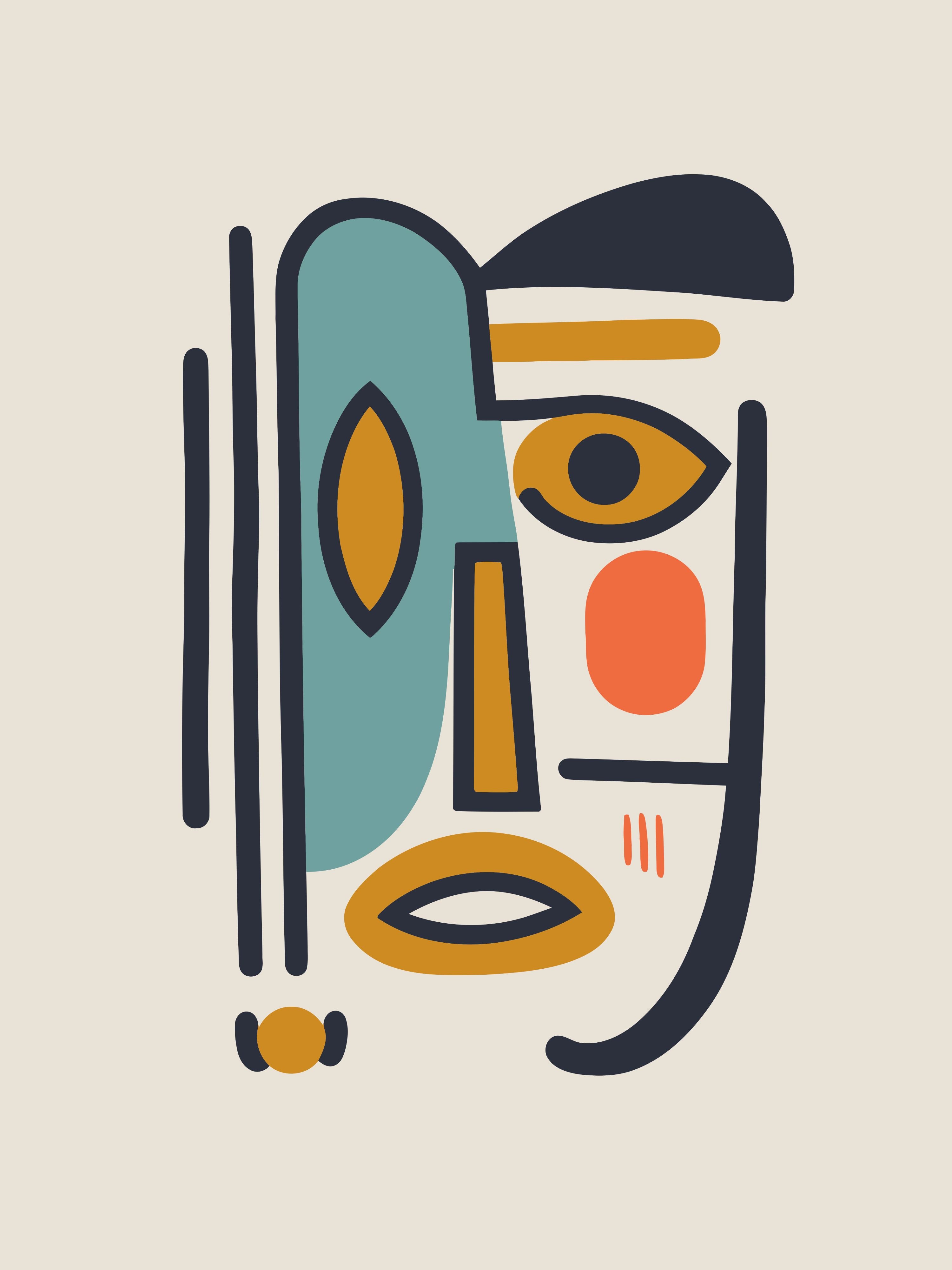 Vinyl Decal, Abstract Native Face Art (5" x 7")
