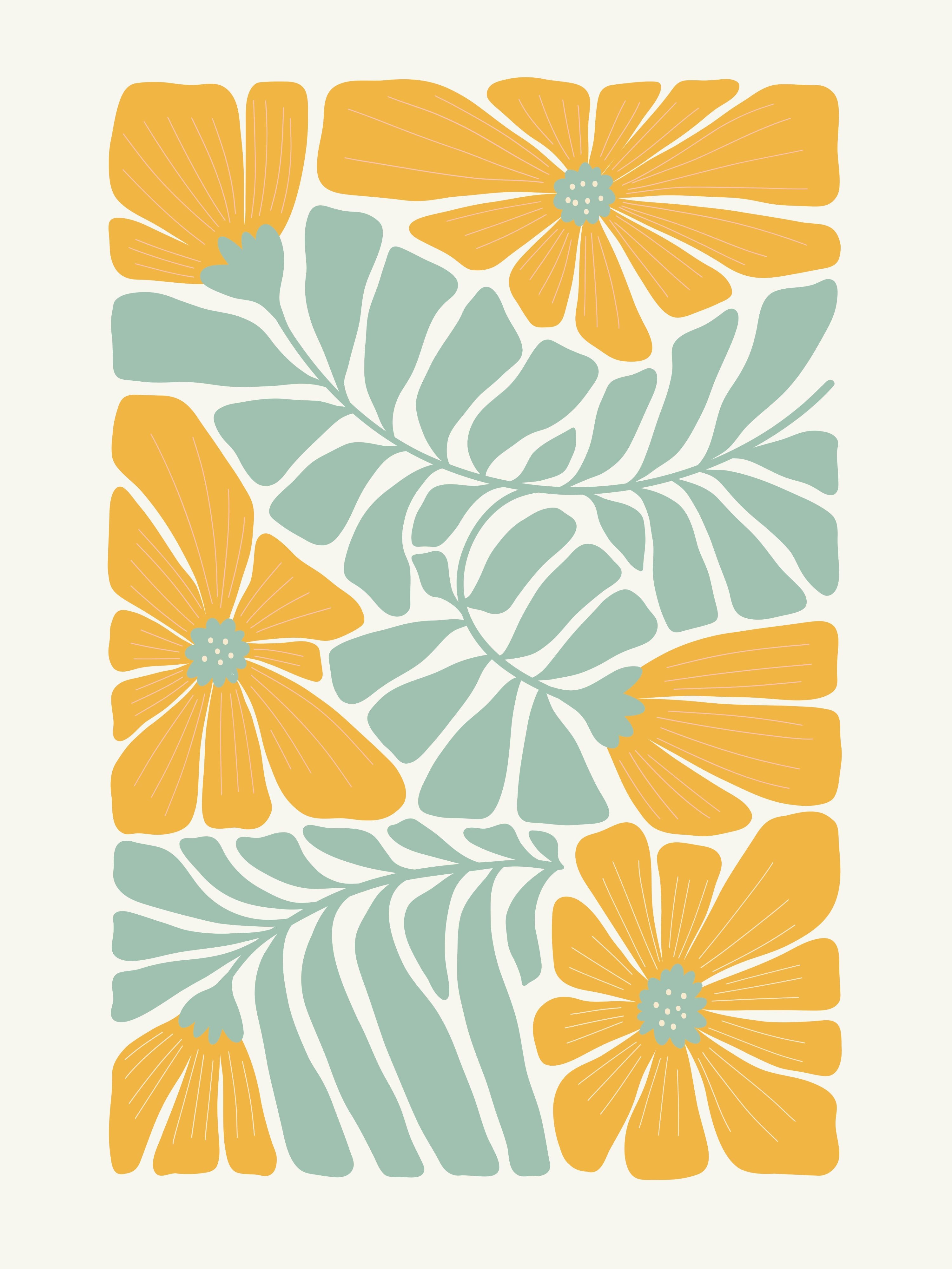 Vinyl Decal, Stylized Daisy Pattern (5" x 7")