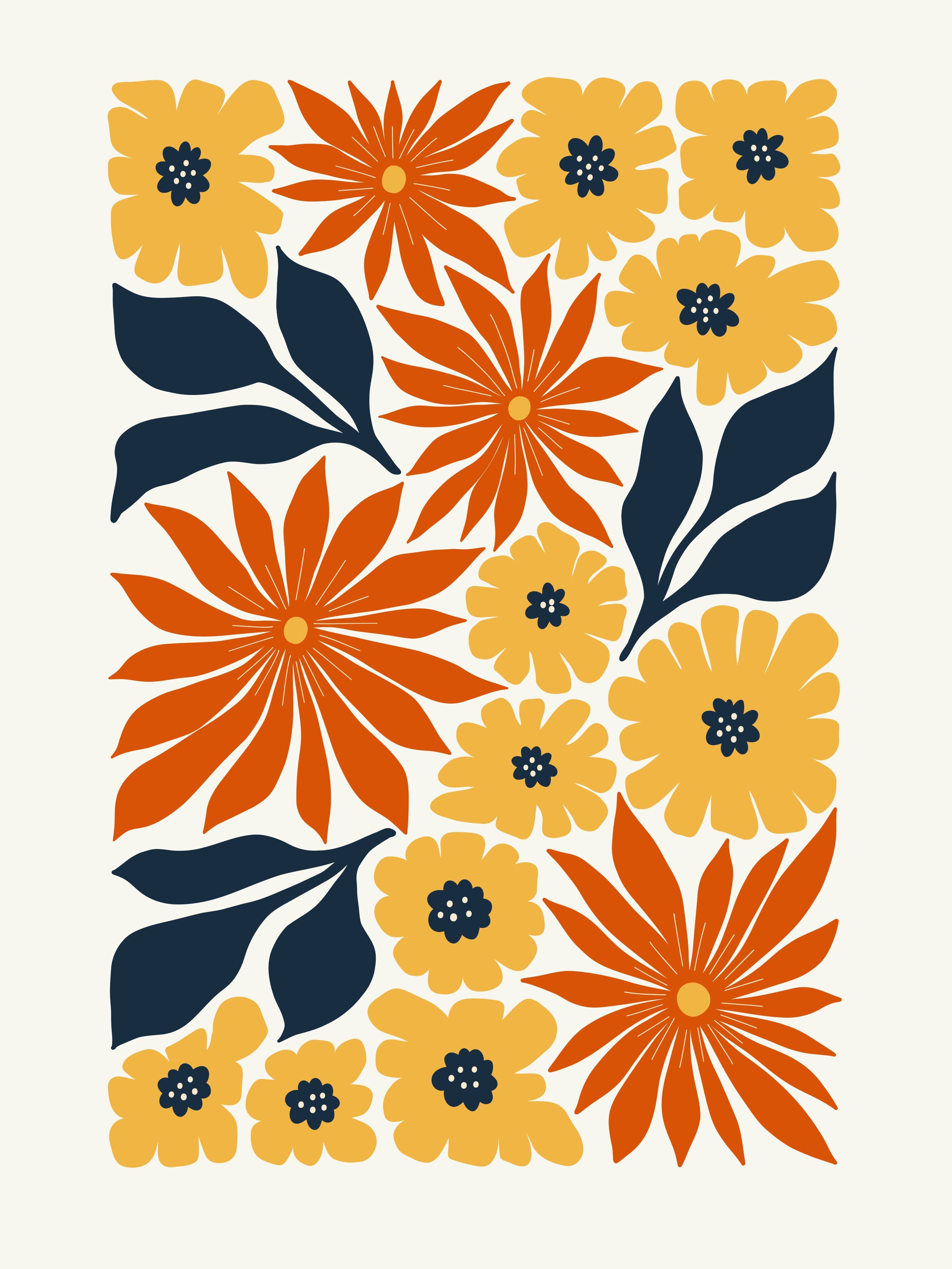 Vinyl Decal, Abstract Poppy Pattern (5" x 7")