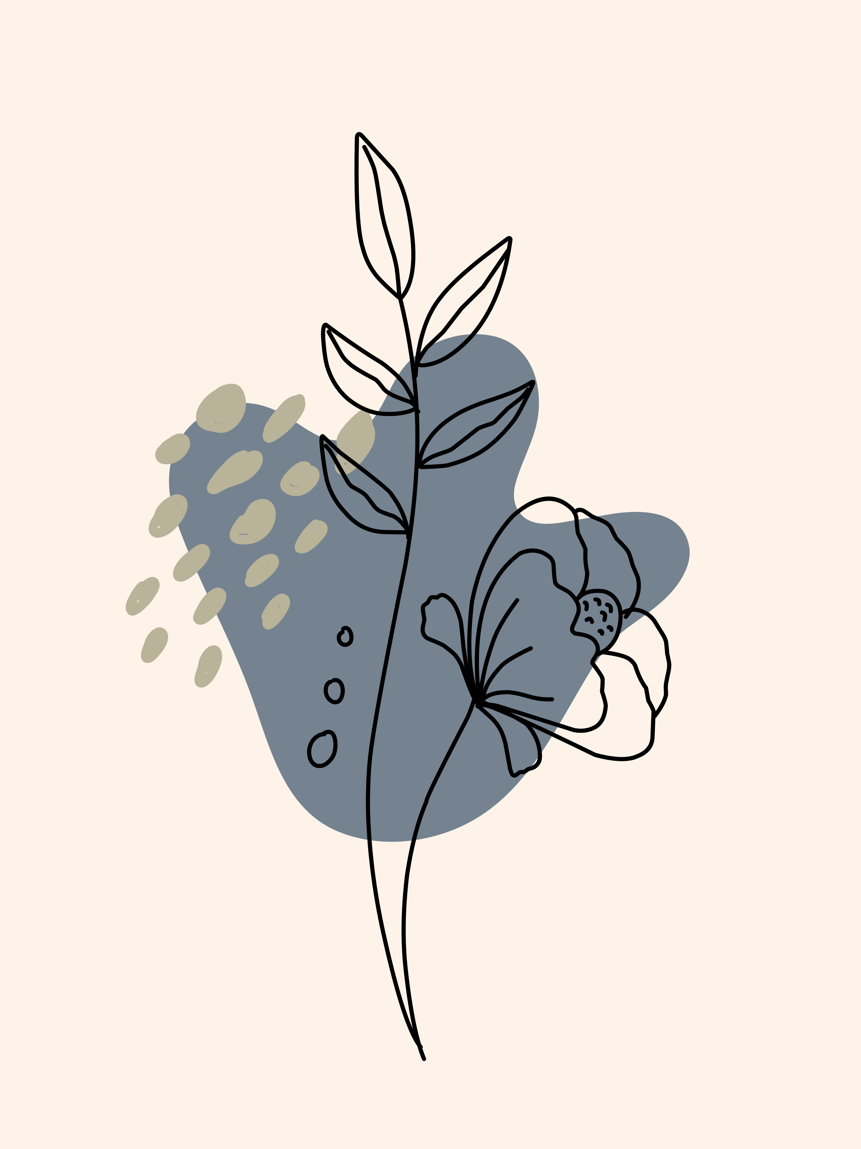 Vinyl Decal, Modern Nordic Style Bloom (5" x 7")