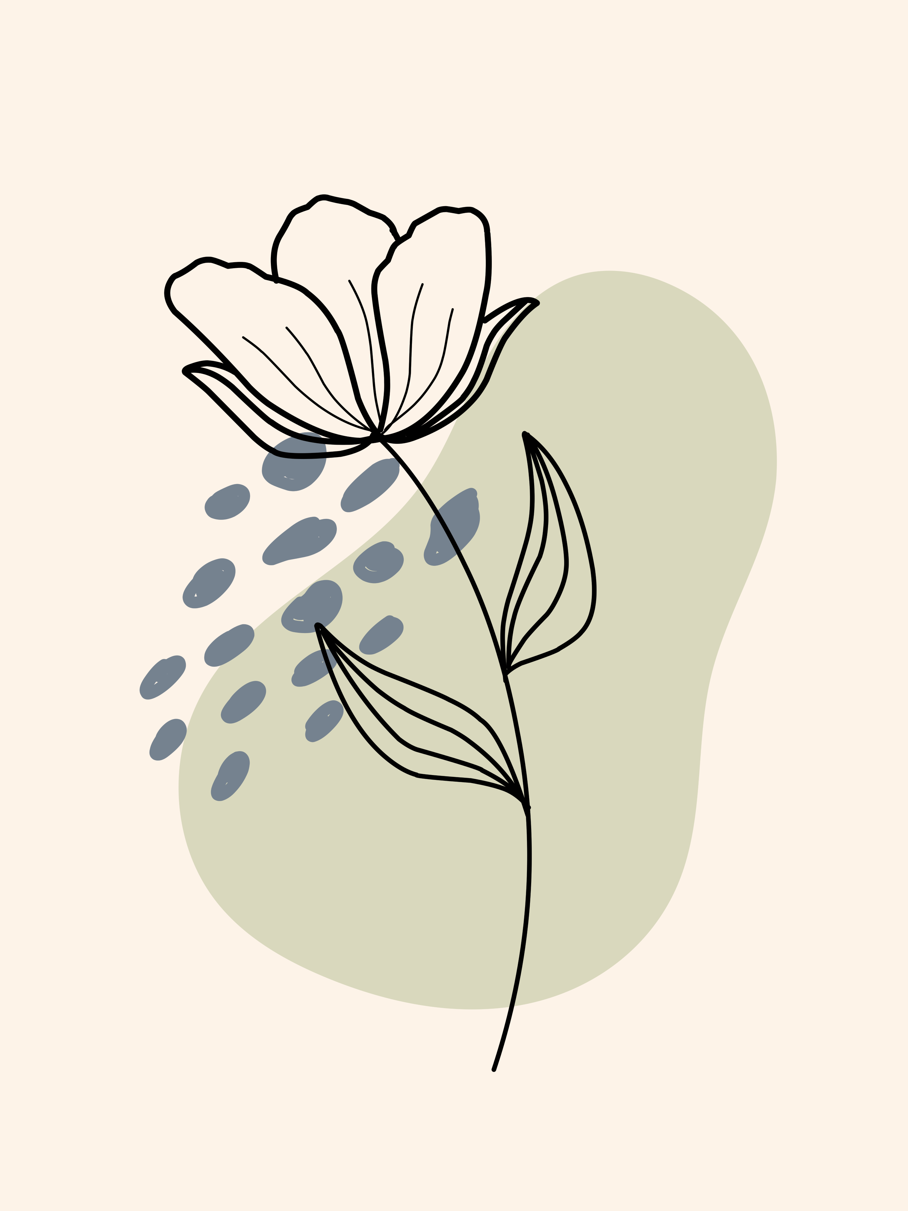 Vinyl Decal, Botanical Line Art (5" x 7")