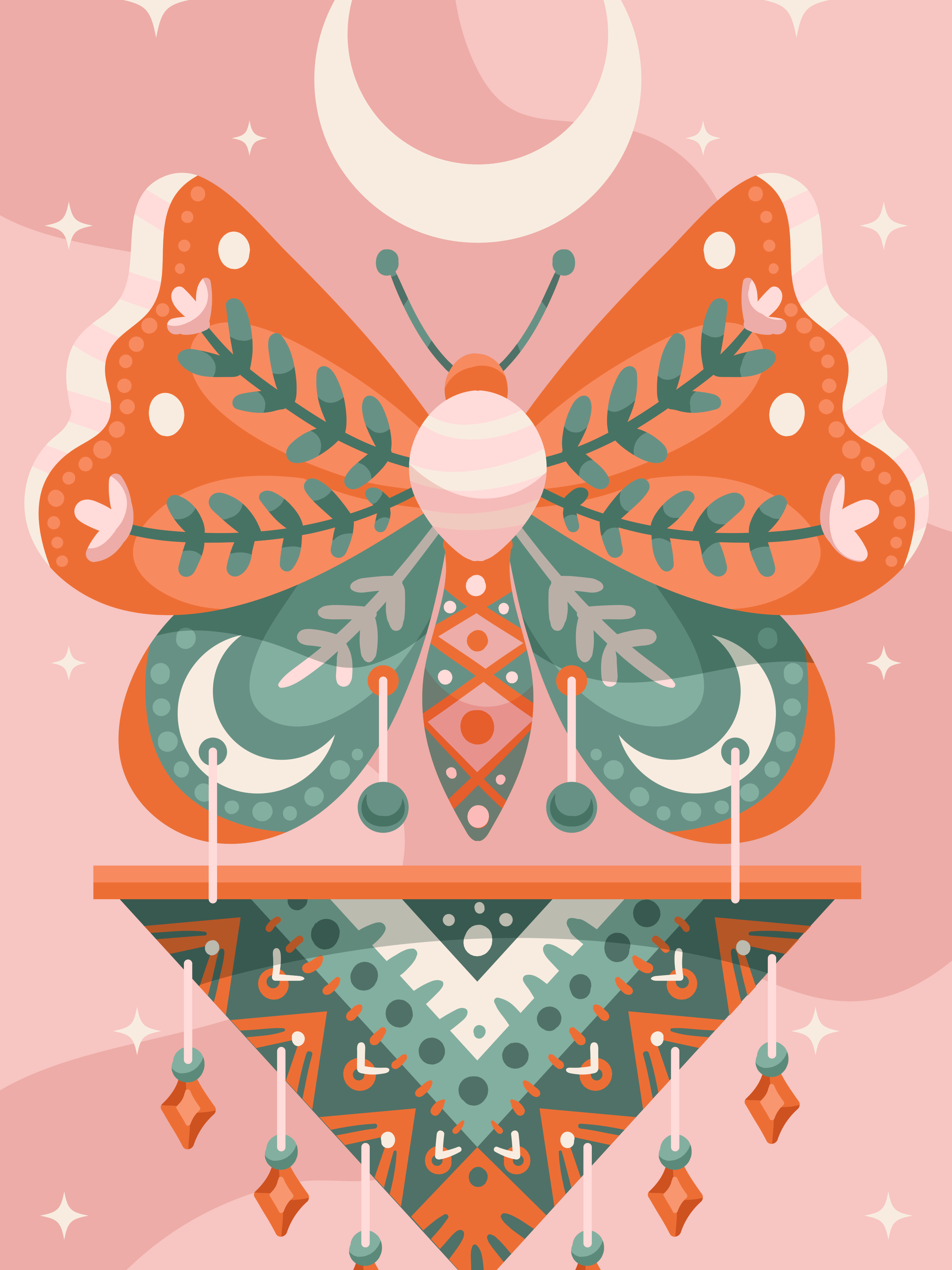 Vinyl Decal, Celestial Butterfly Illustration (5" x 7")