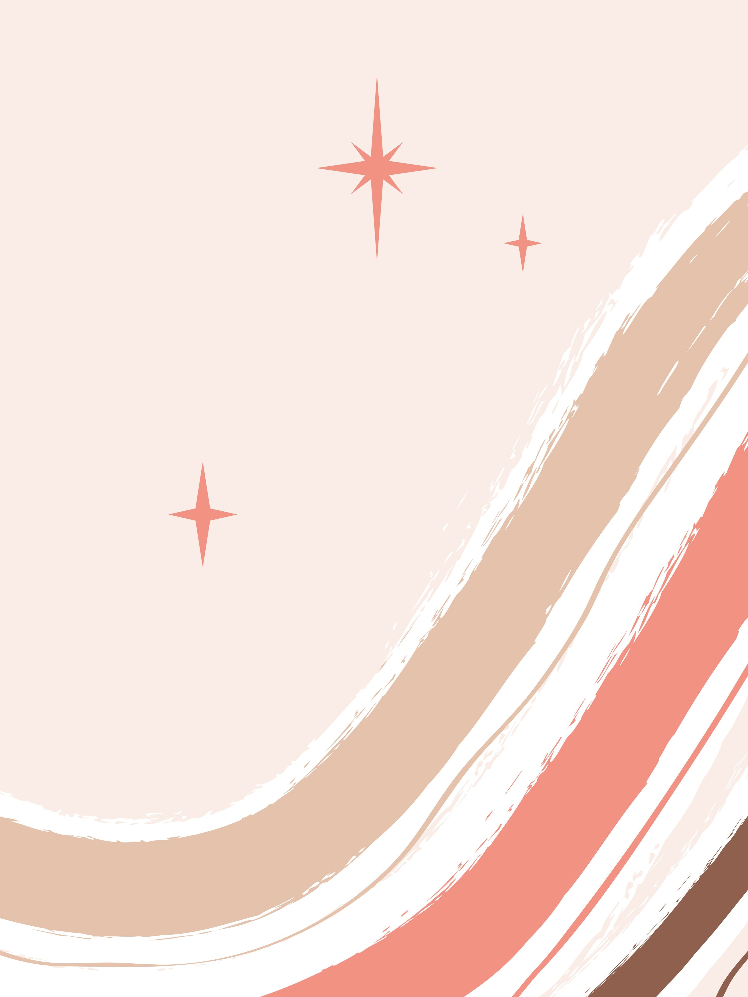 Vinyl Decal, Boho Waves And Stars (5" x 7")