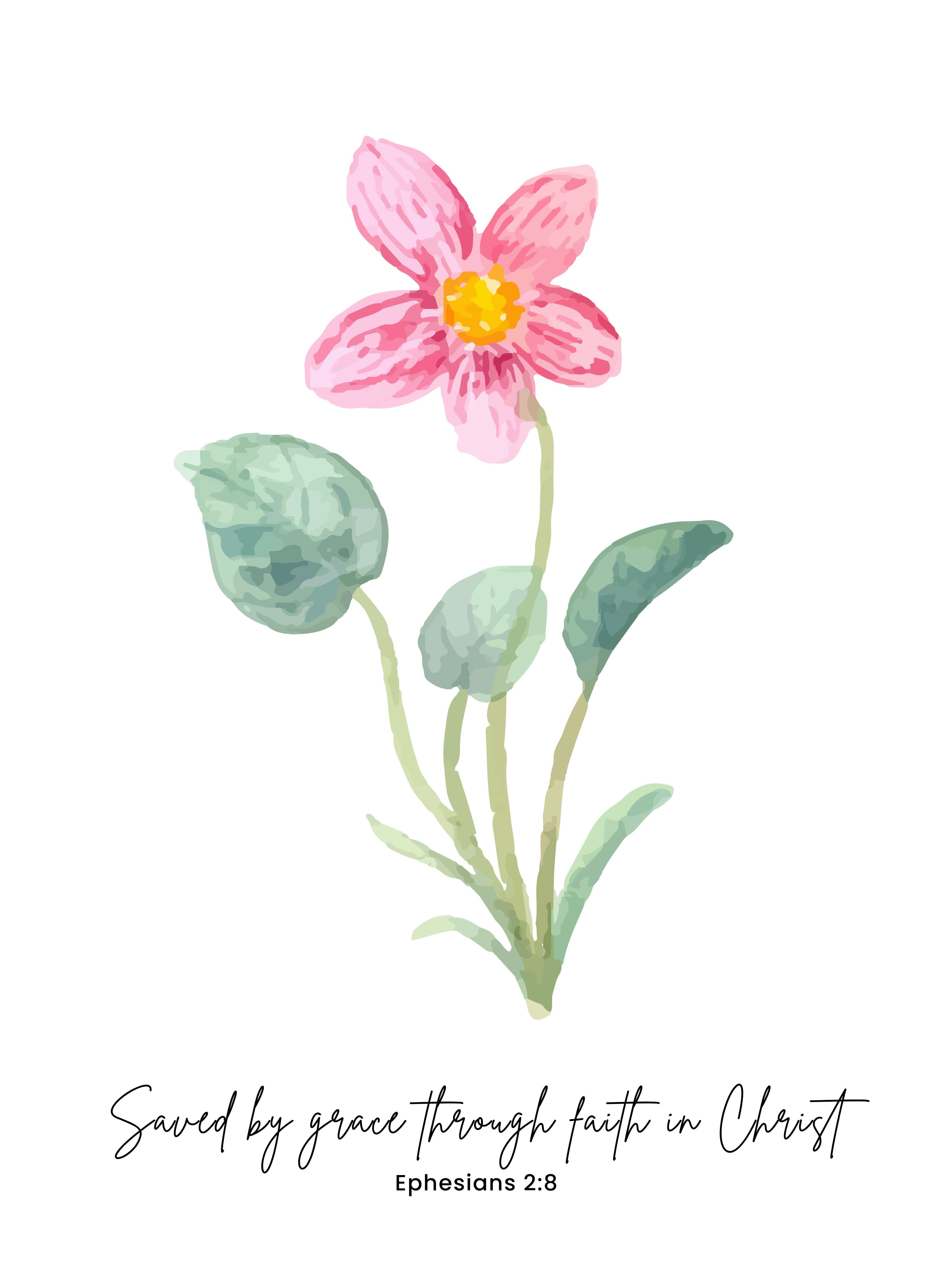 Vinyl Decal, Watercolor Pink Flower (5" x 7")