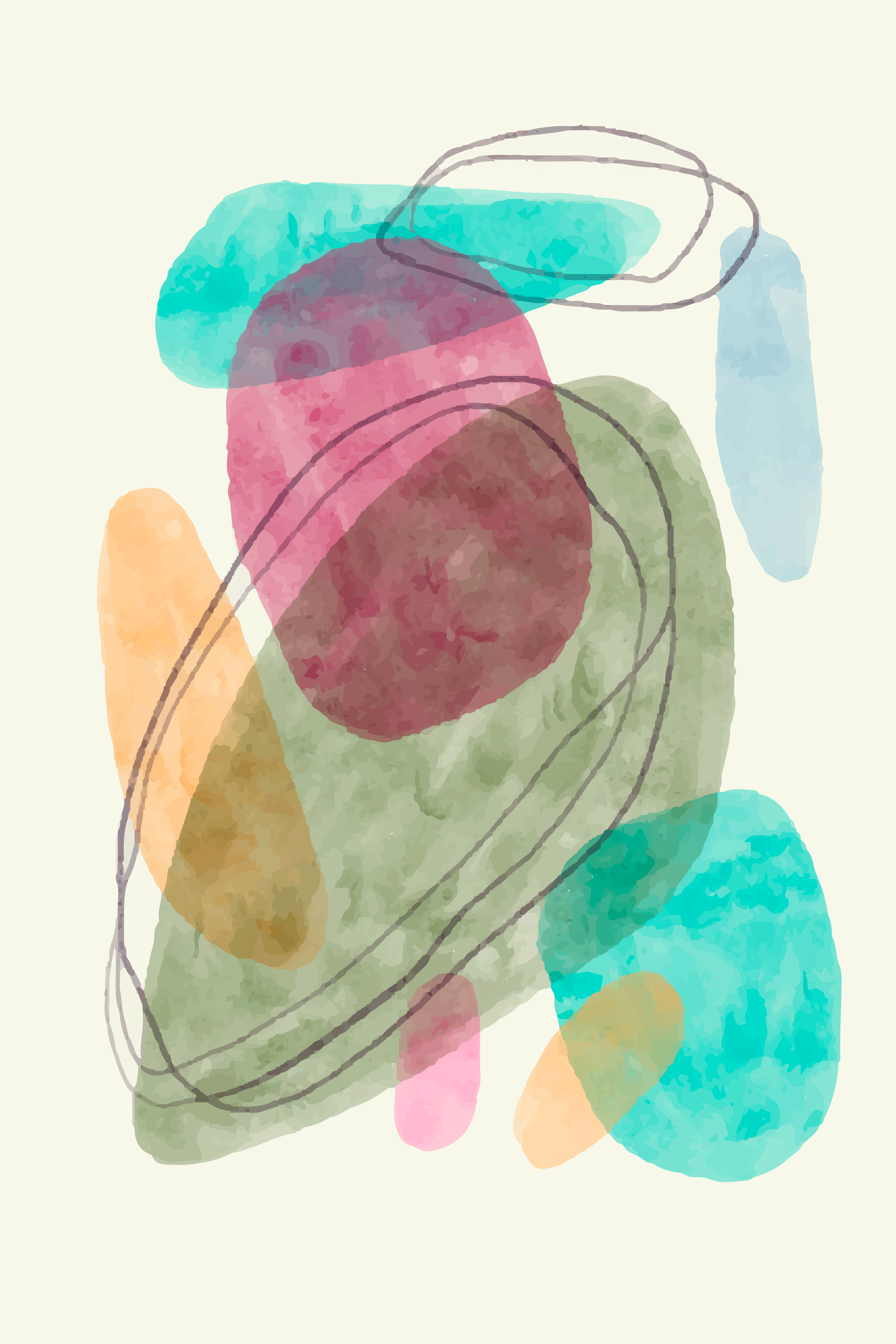 Vinyl Decal, Modern Blob Art. (5" x 7")