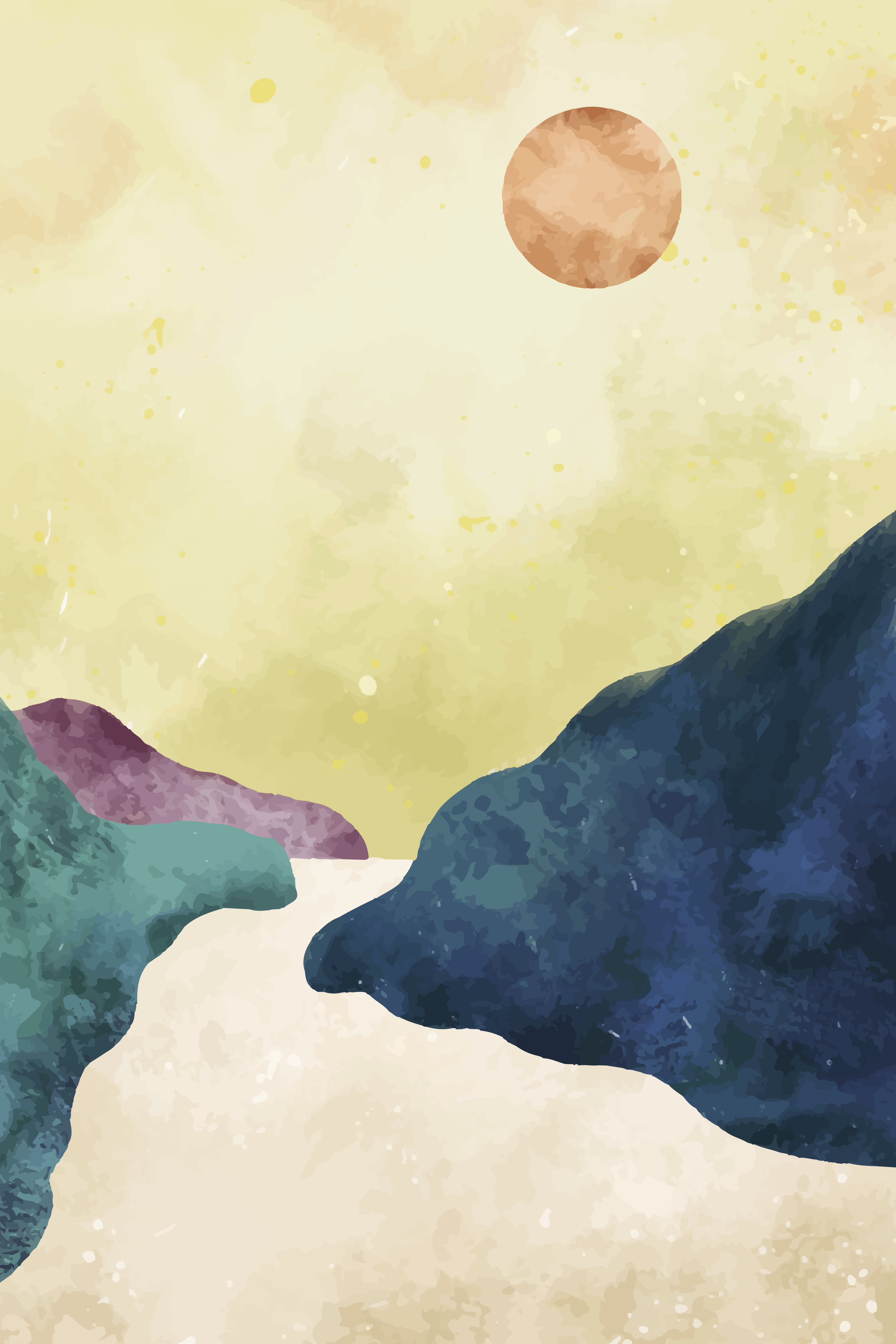 Vinyl Decal, Abstract Watercolor Design (5" x 7")