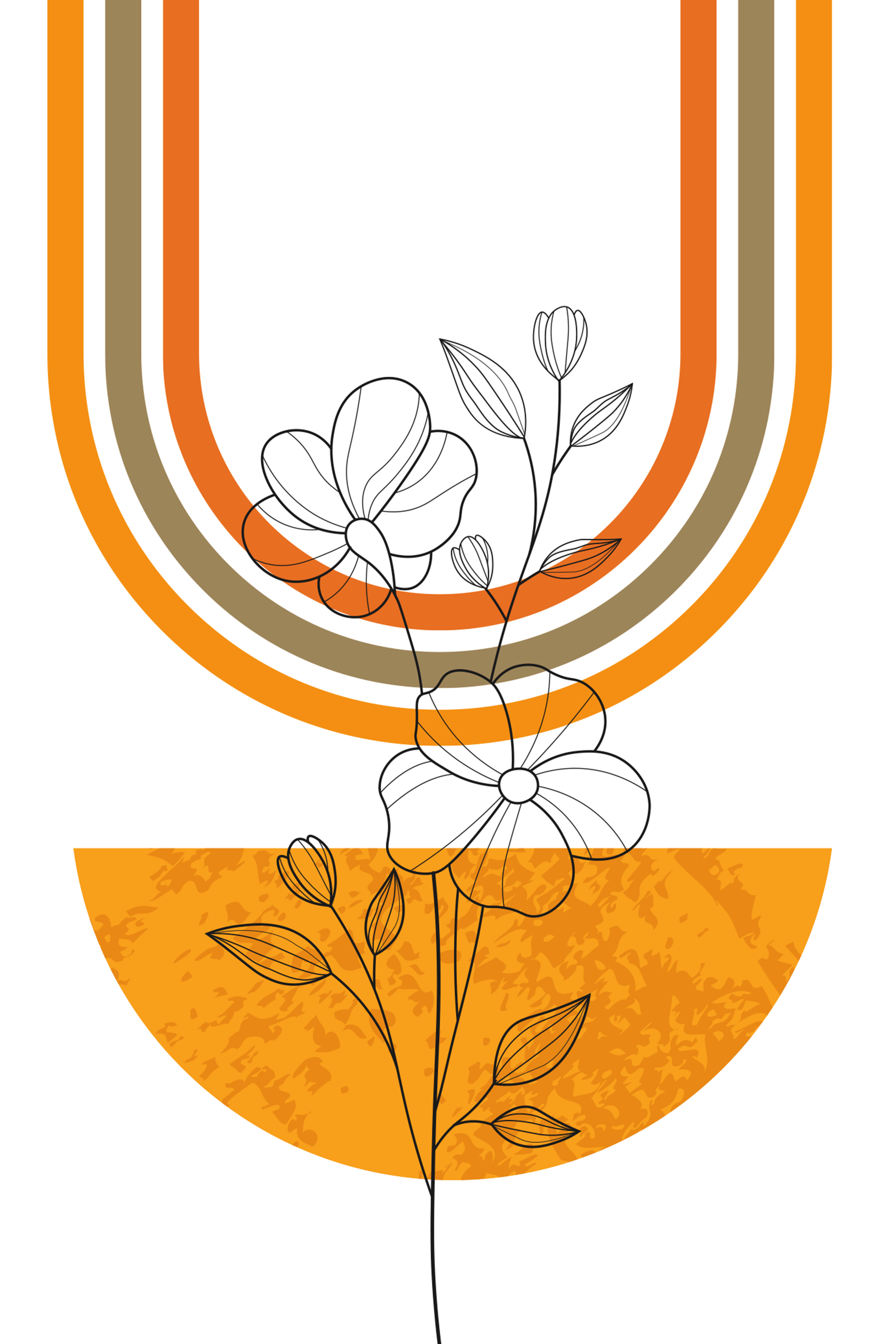 Vinyl Decal, Abstract Botanical Art.. (5" x 7")