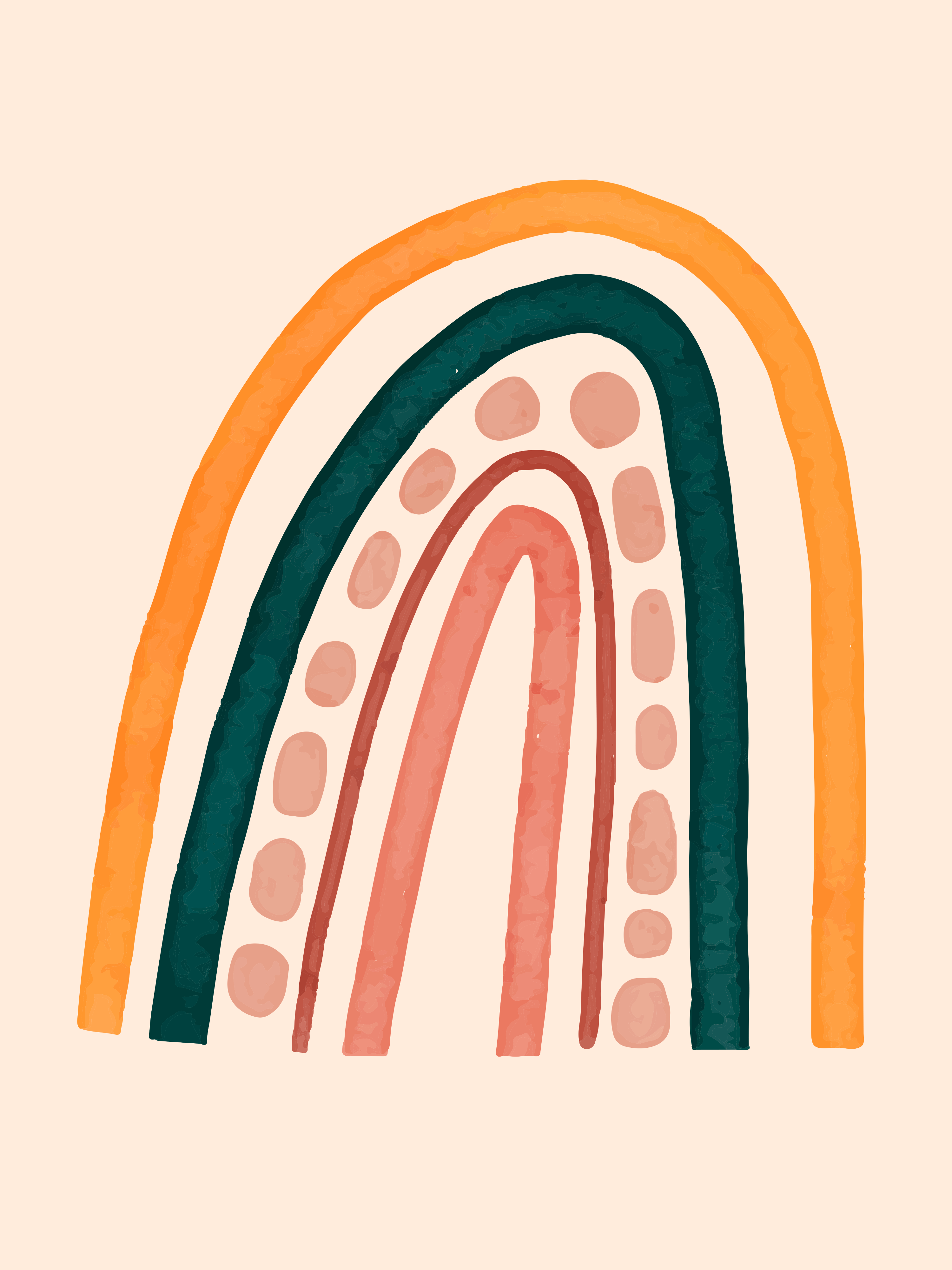 Vinyl Decal, Earthy Tone Rainbow (5" x 7")
