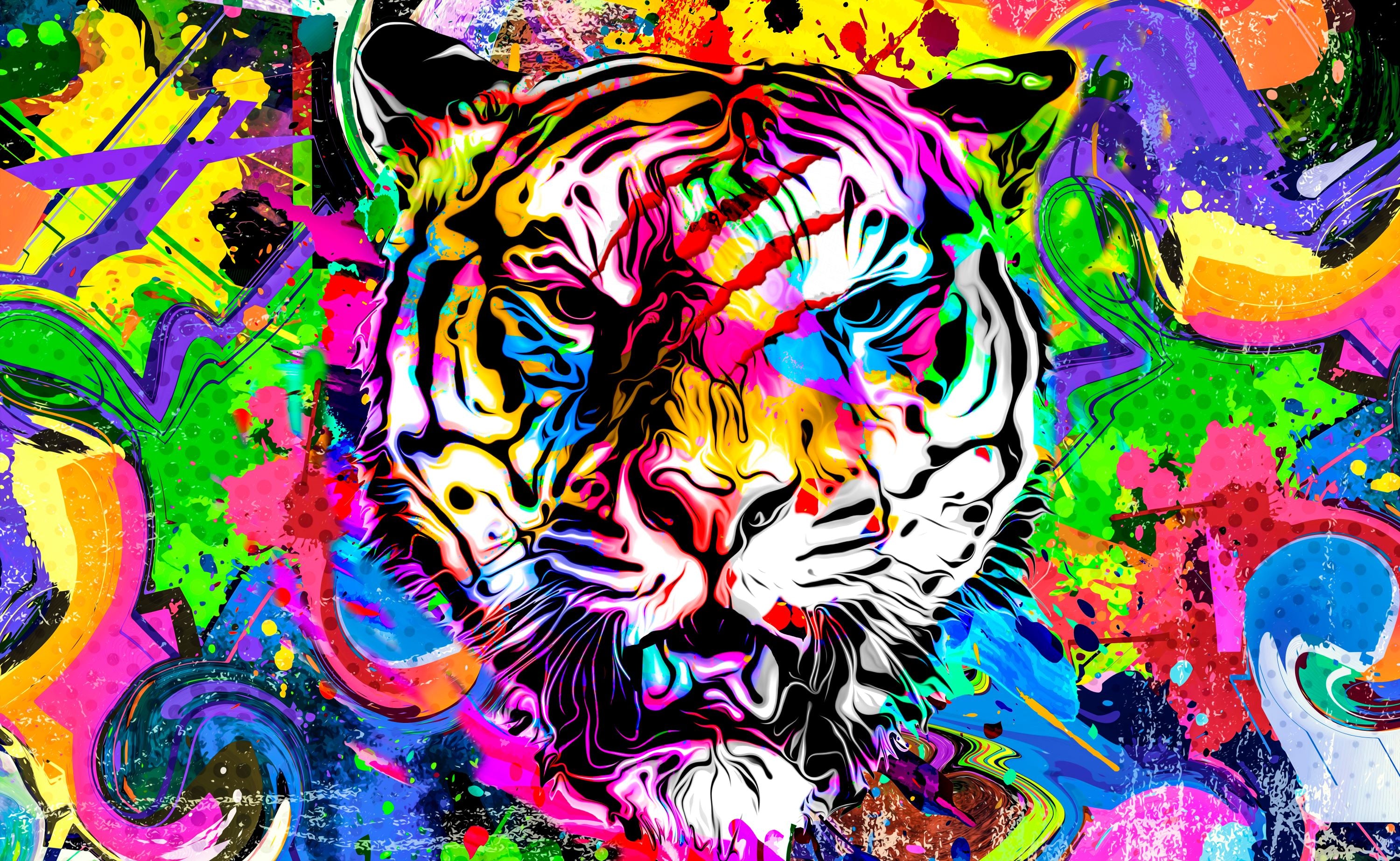 Vinyl Decal, Street Art Tiger (5" x 7")
