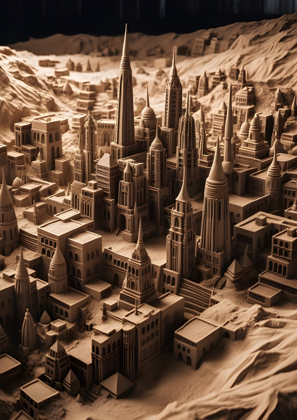 Vinyl Decal, Intricate Miniature Architecture Sculpture (5" x 7")