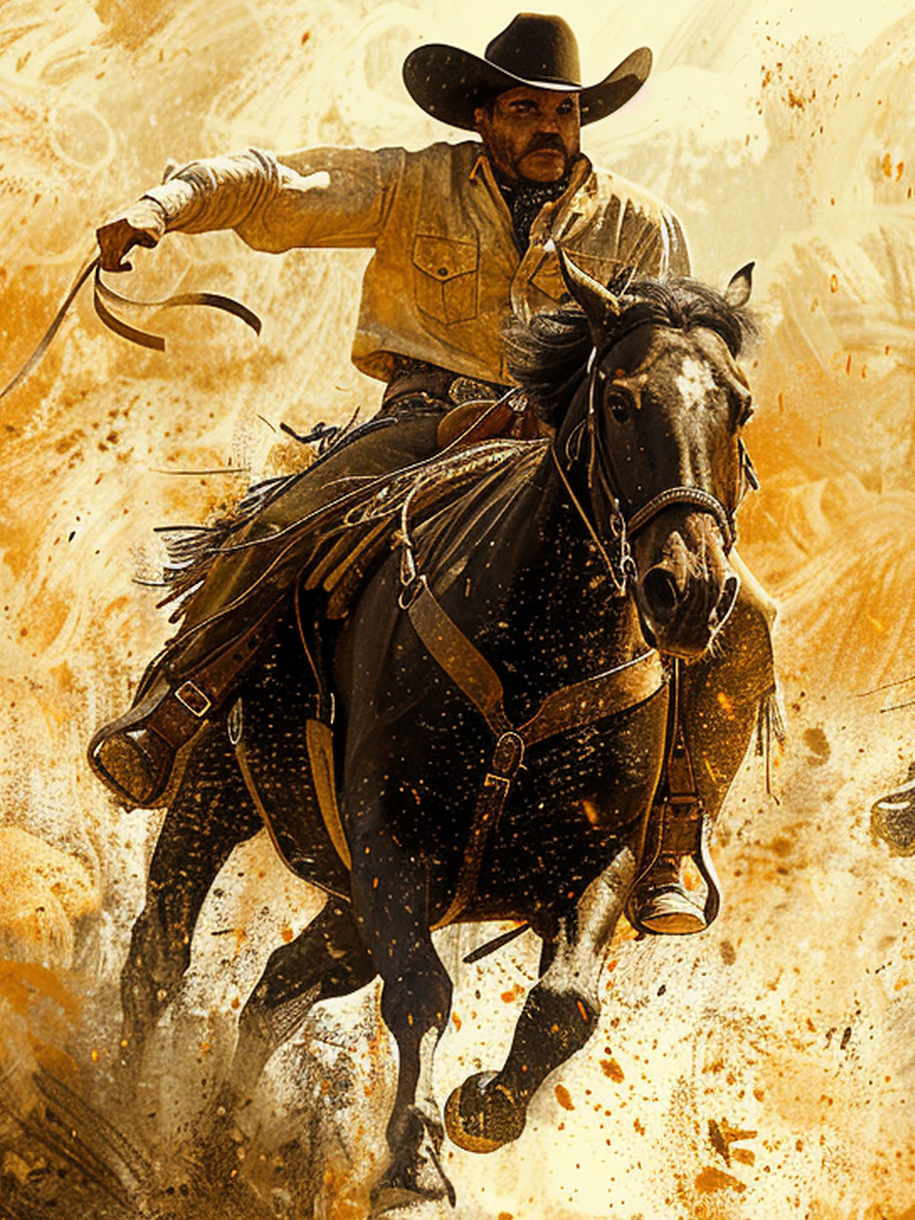Vinyl Decal, Cowboy Riding (5" x 7")