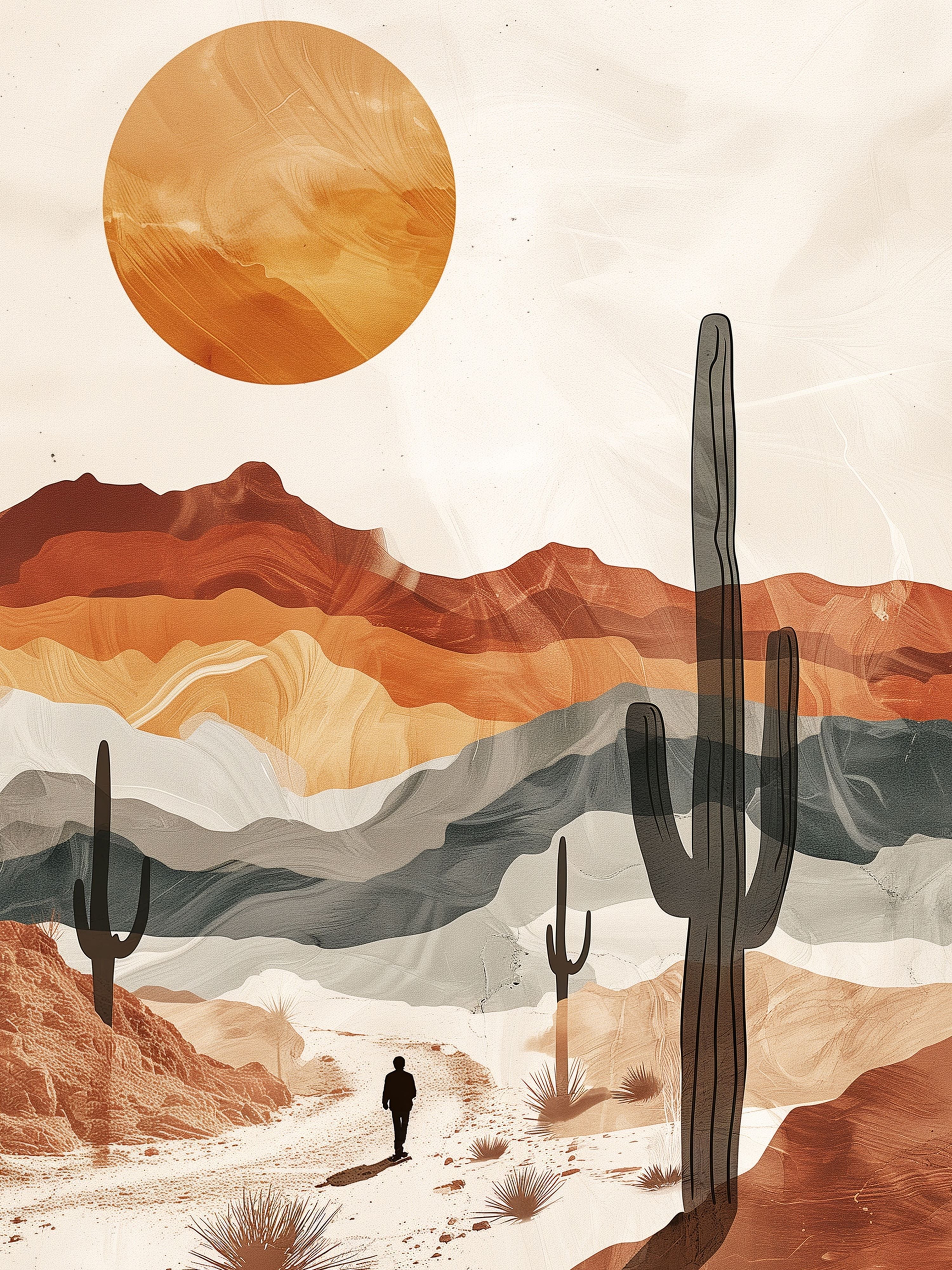 Vinyl Decal, Desert Landscape Art (5" x 7")