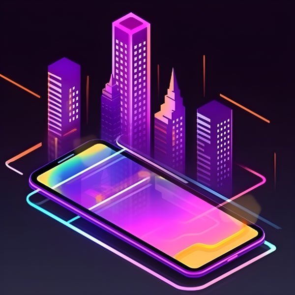 Vinyl Decal, Digital City Smartphone Interface Vector Art (5" x 7")