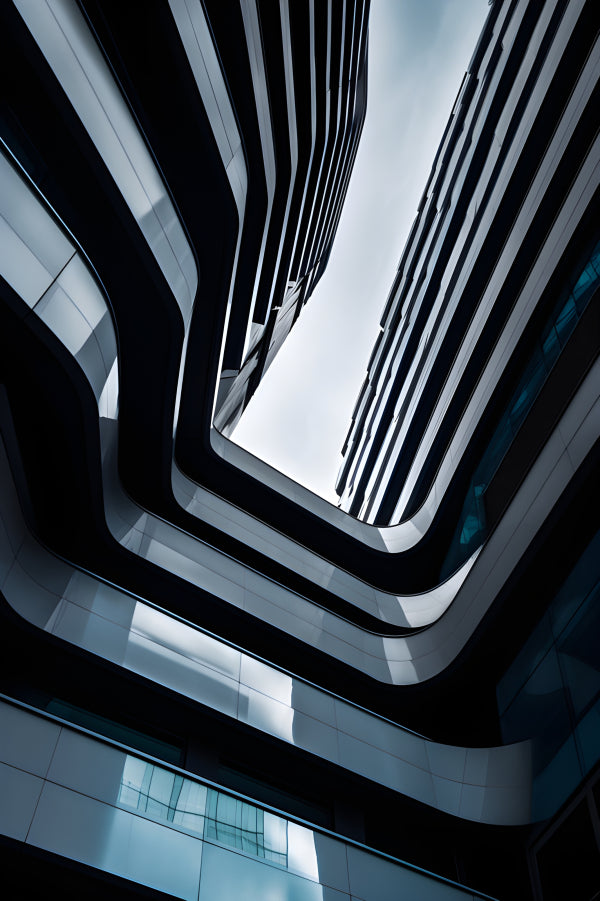 Vinyl Decal, Modern Architectural Abstract Photography of Curved Building Facades (5" x 7")