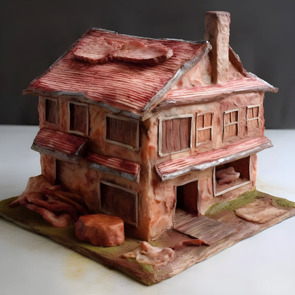 Vinyl Decal, Handcrafted Rustic Clay House (5" x 7")