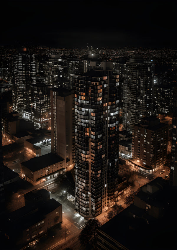 Vinyl Decal, Night Cityscape Photography Print (5" x 7")