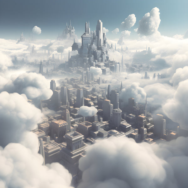 Vinyl Decal, City Floating in the Clouds Artwork Print (5" x 7")