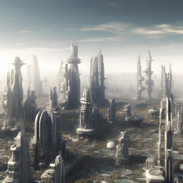 Vinyl Decal, Modern Sci-Fi Dystopian Future City Landscape Decor, 5 x 7 or 8 x 10 Inch Unframed Post