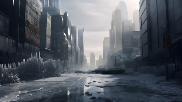 Vinyl Decal, Post-Apocalyptic Winter Dystopian New York City Wall Art Poster, 5 x 7 or 8 x 10 Inch U