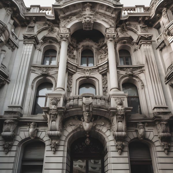 Vinyl Decal, Elegant Architectural Art Print: Historic City Building Facade, 5 x 7 or 8 x 10 Inch Un