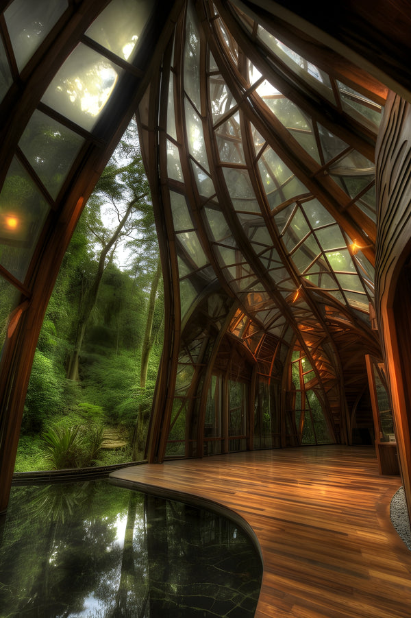 Vinyl Decal, Unique Architectural Design Print, Modern Organic Structure Wall Art, Nature Inspired P