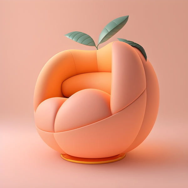 Vinyl Decal, Aesthetic Peach Fruit Chair Wall Art Poster, 5 x 7 or 8 x 10 Inch Unframed Poster for H