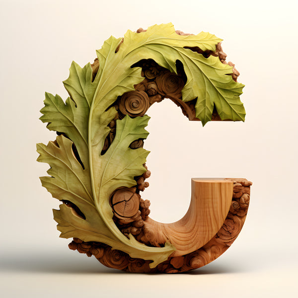 Vinyl Decal, Nature Inspired Wood Carving Letter C, 5 x 7 or 8 x 10 Inch Unframed Poster for Home, B