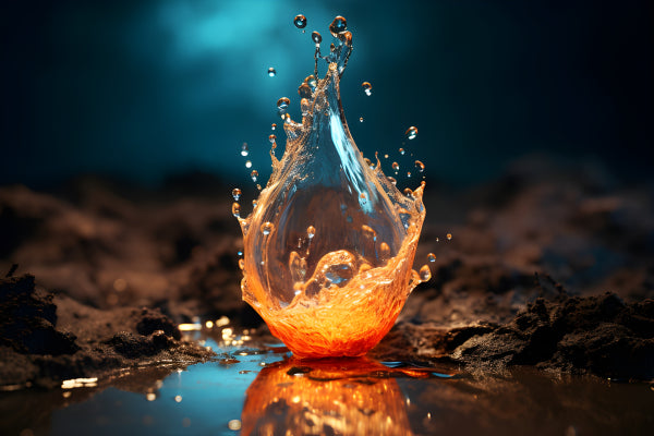 Vinyl Decal, Vibrant Fire and Water Droplet Dynamic Splash Wall Art Poster, 5 x 7 or 8 x 10 Inch Unf