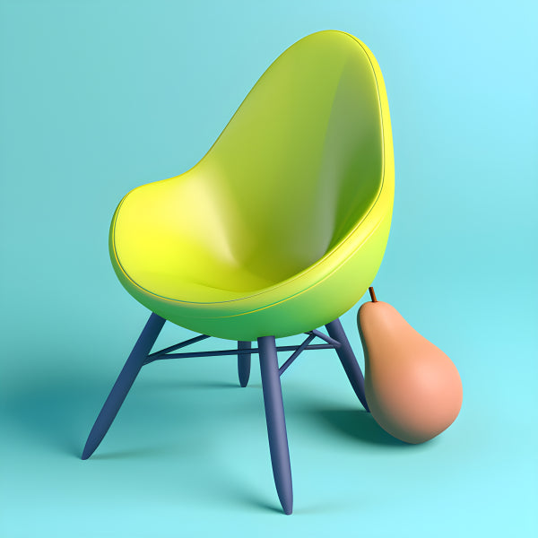 Vinyl Decal, Vibrant Green Chair with Pear Minimalist Poster, 5 x 7 or 8 x 10 Inch Unframed Poster f
