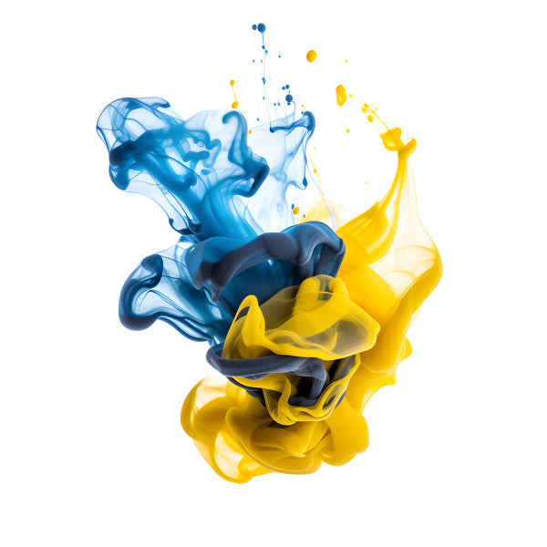 Vinyl Decal, Blue and Yellow Abstract Ink Art Flow Modern Wall Decor Poster Print, 5 x 7 or 8 x 10 I
