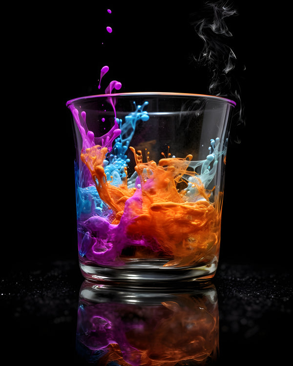 Vinyl Decal, Vibrant Ink Splash in Glass Wall Art Poster, 5 x 7 or 8 x 10 Inch Unframed Poster for H