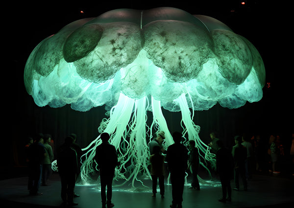 Vinyl Decal, Stunning Glowing Jellyfish Underwater Fantasy Canvas Print, 5 x 7 or 8 x 10 Inch Unfram