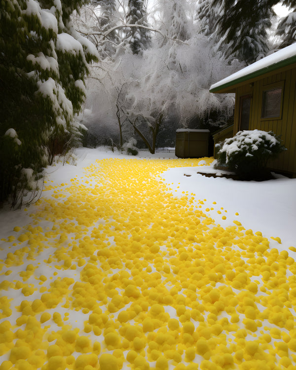 Vinyl Decal, Yellow Snow Path Winter Wonderland Wall Art Poster, 5 x 7 or 8 x 10 Inch Unframed Poste