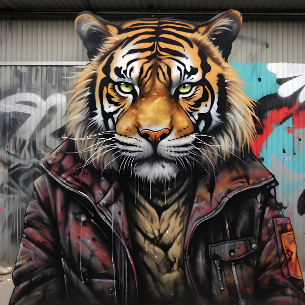 Vinyl Decal Urban Tiger Street Art Print Modern Animal Portrait Graffiti Wall Decor (5" x 7")
