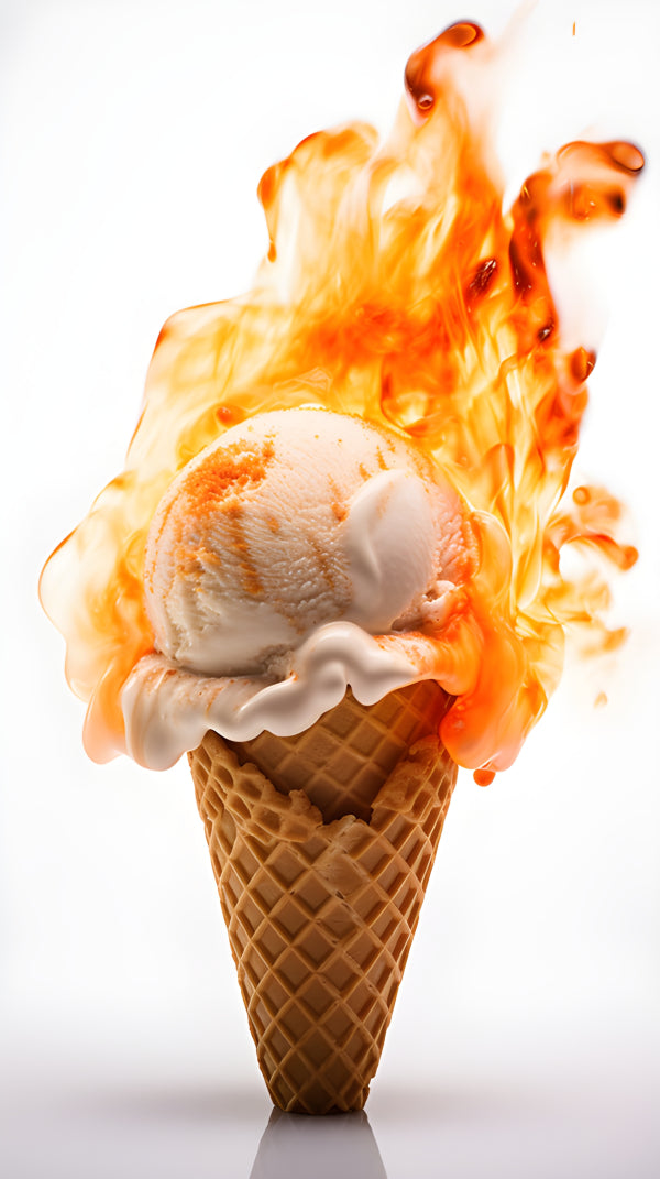 Vinyl Decal, Fire and Ice Ice Cream Cone Wall Art Poster, 5 x 7 or 8 x 10 Inch Unframed Poster for H
