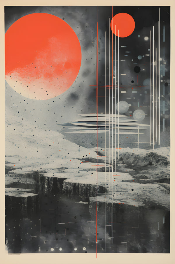 Vinyl Decal, Abstract Sci-Fi Space Landscape Wall Art Poster Print, 5 x 7 or 8 x 10 Inch Unframed Po
