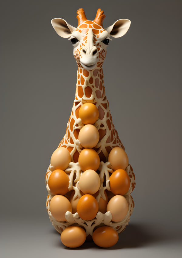 Vinyl Decal, Giraffe Egg Holder Sculpture Wall Art Poster, 5 x 7 or 8 x 10 Inch Unframed Poster for