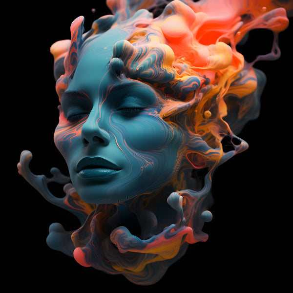 Vinyl Decal, Abstract Portrait of a Creative Mind Modern Vibrant Wall Art Poster Print, 5 x 7 or 8 x