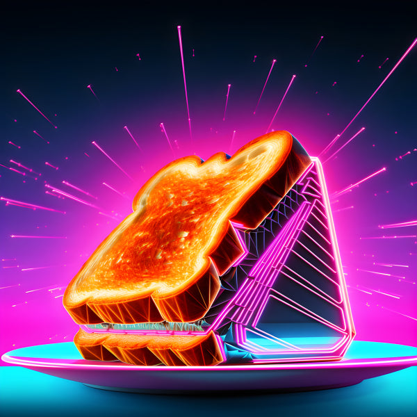 Vinyl Decal, Toasted Sandwich Wall Art Poster Neon Futuristic Kitchen Decor, 5 x 7 or 8 x 10 Inch Un