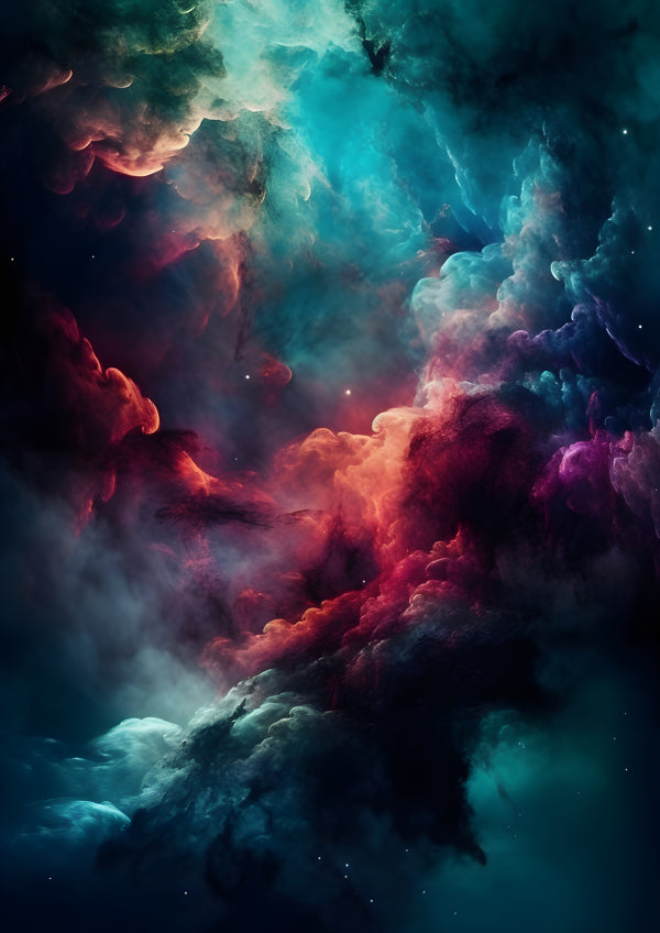 Vinyl Decal, Vibrant Cosmic Nebula Space Wall Art Poster Abstract Colorful Galaxy Home Decor, 5 x 7
