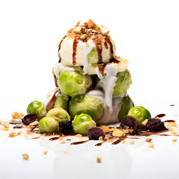Vinyl Decal, Gourmet Brussels Sprouts Dessert Wall Art Print, 5 x 7 or 8 x 10 Inch Unframed Poster f