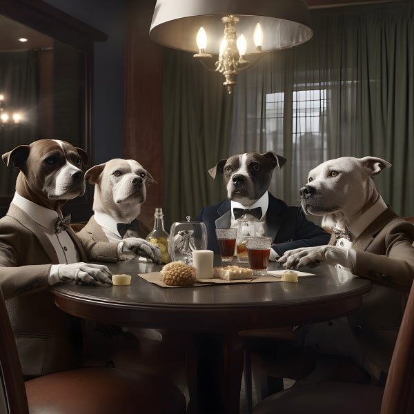 Vinyl Decal, Canine Connoisseurs Elegant Dinner Party Wall Art - Unique Animal Portrait Print, 5 x 7