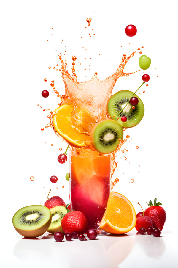 Vinyl Decal, Vibrant Fruit Splash Wall Art Poster Print, 5 x 7 or 8 x 10 Inch Unframed Poster for Ho
