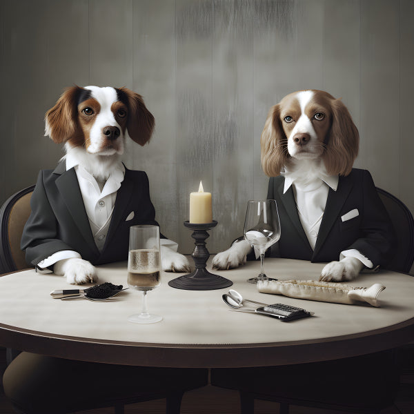 Vinyl Decal, Elegant Canine Dinner Party Wall Art Print Sophisticated Dog Decor Poster Animal Artwor