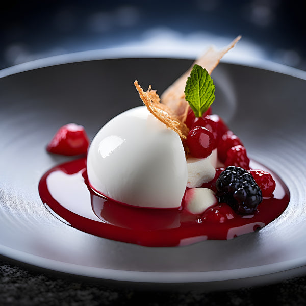 Vinyl Decal, Gourmet White Dessert and Berry Artistic Wall Art Print, 5 x 7 or 8 x 10 Inch Unframed