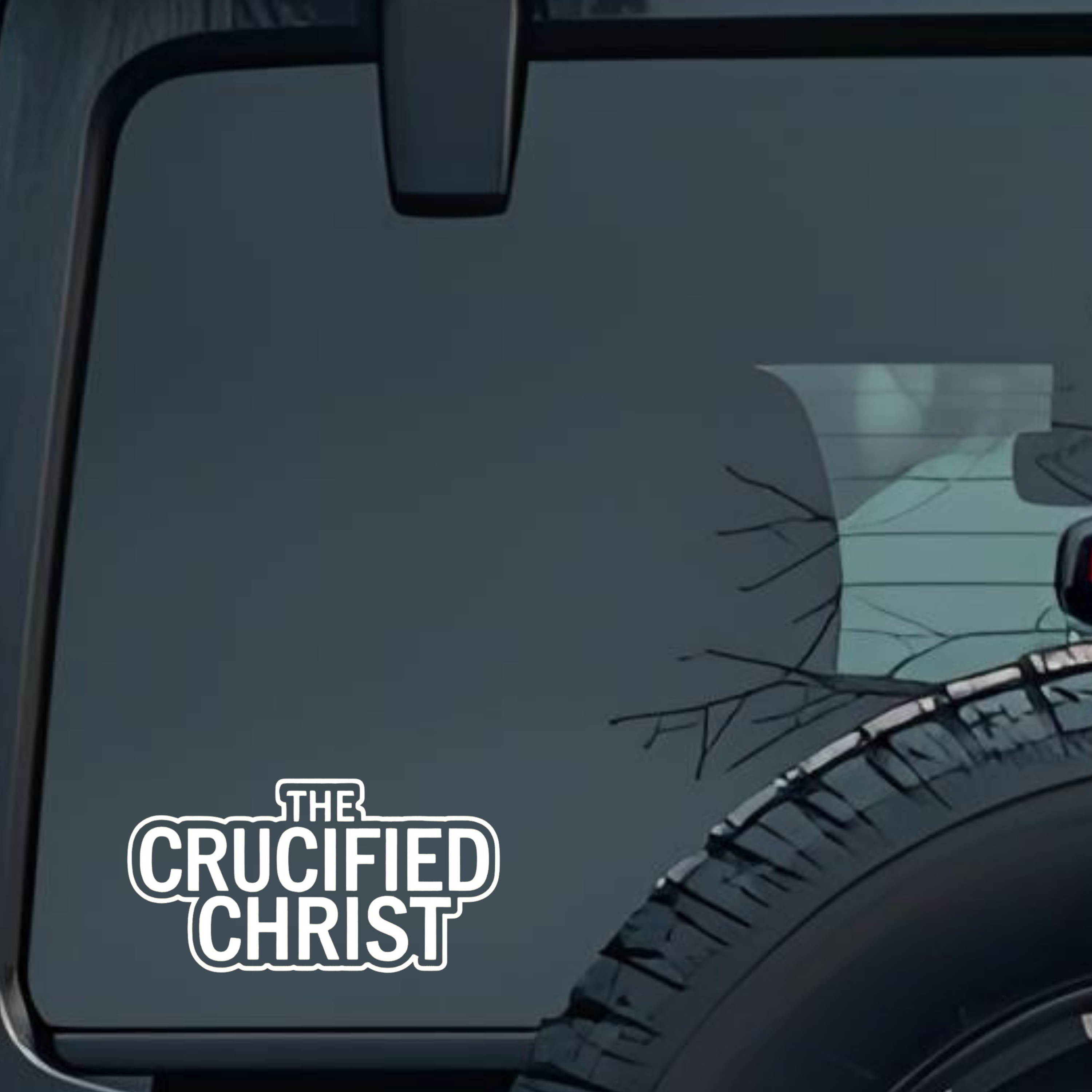 the Crucified Christ Large 6 inch Premium Decal Sticker For Car Bumper Window Rear Windshield Sticke