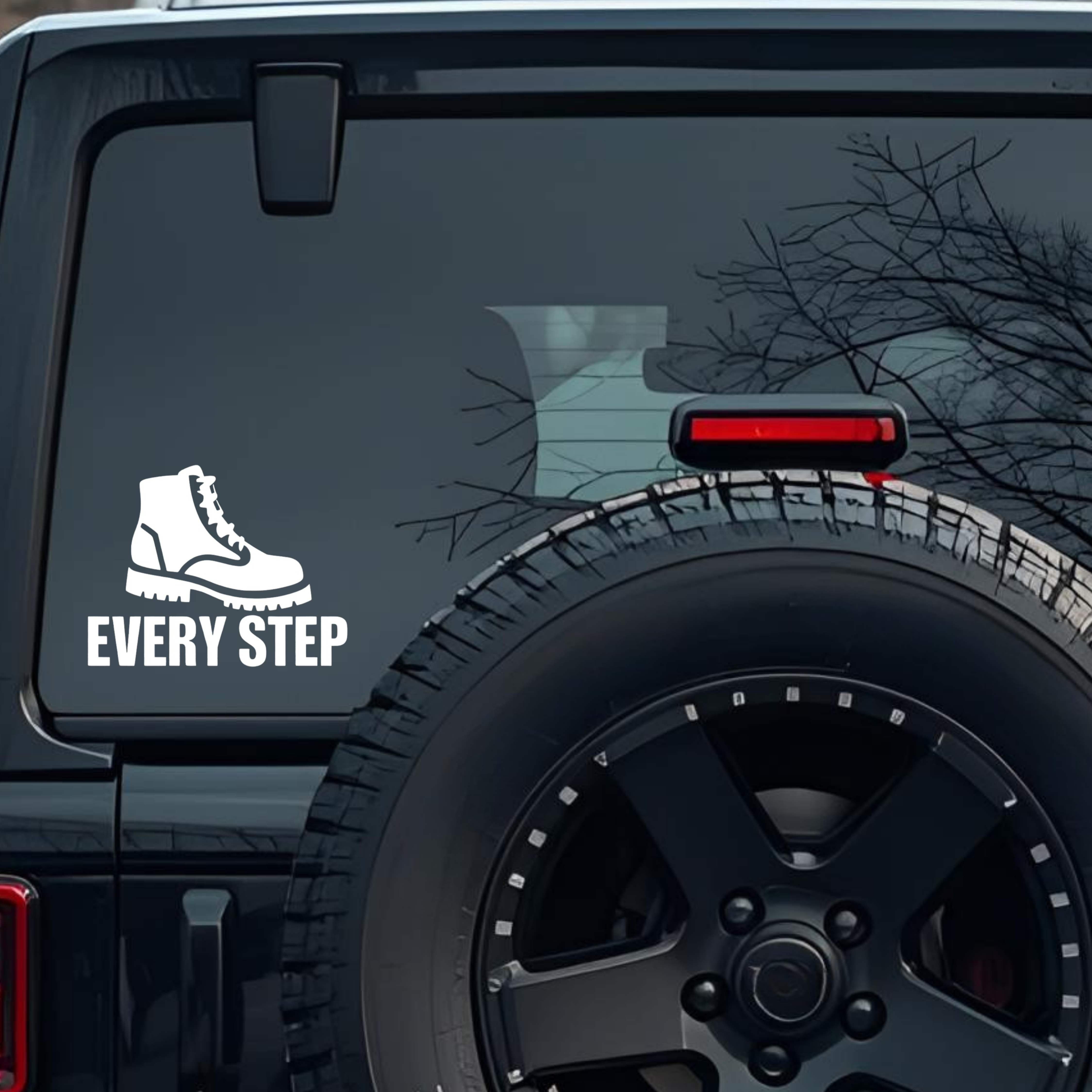 Every Step Large 6 inch Premium Decal Sticker For Car Bumper Window Rear Windshield Stickers, Warnin