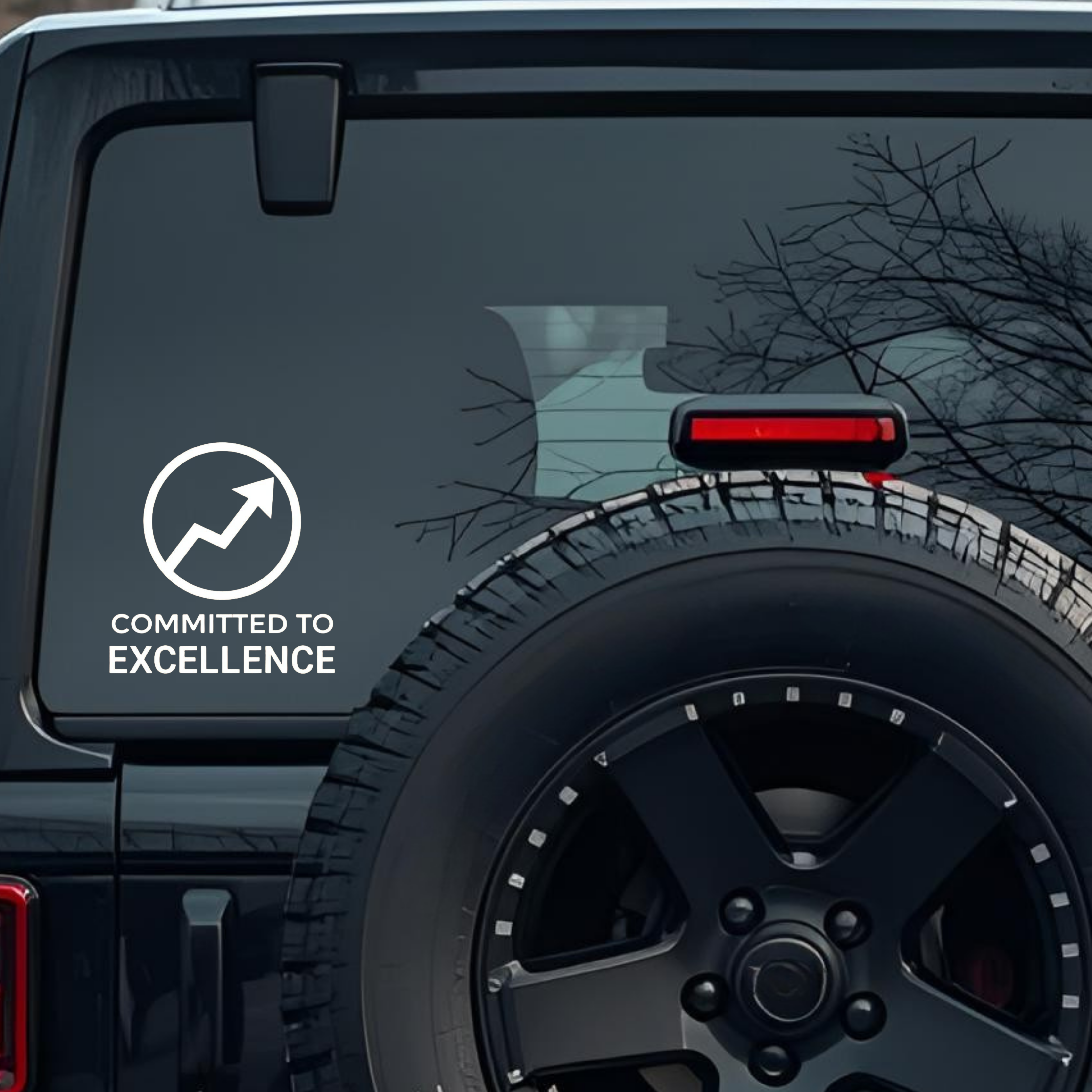 Committed to Excellence Large 6 inch Premium Decal Sticker For Car Bumper Window Rear Windshield Sti