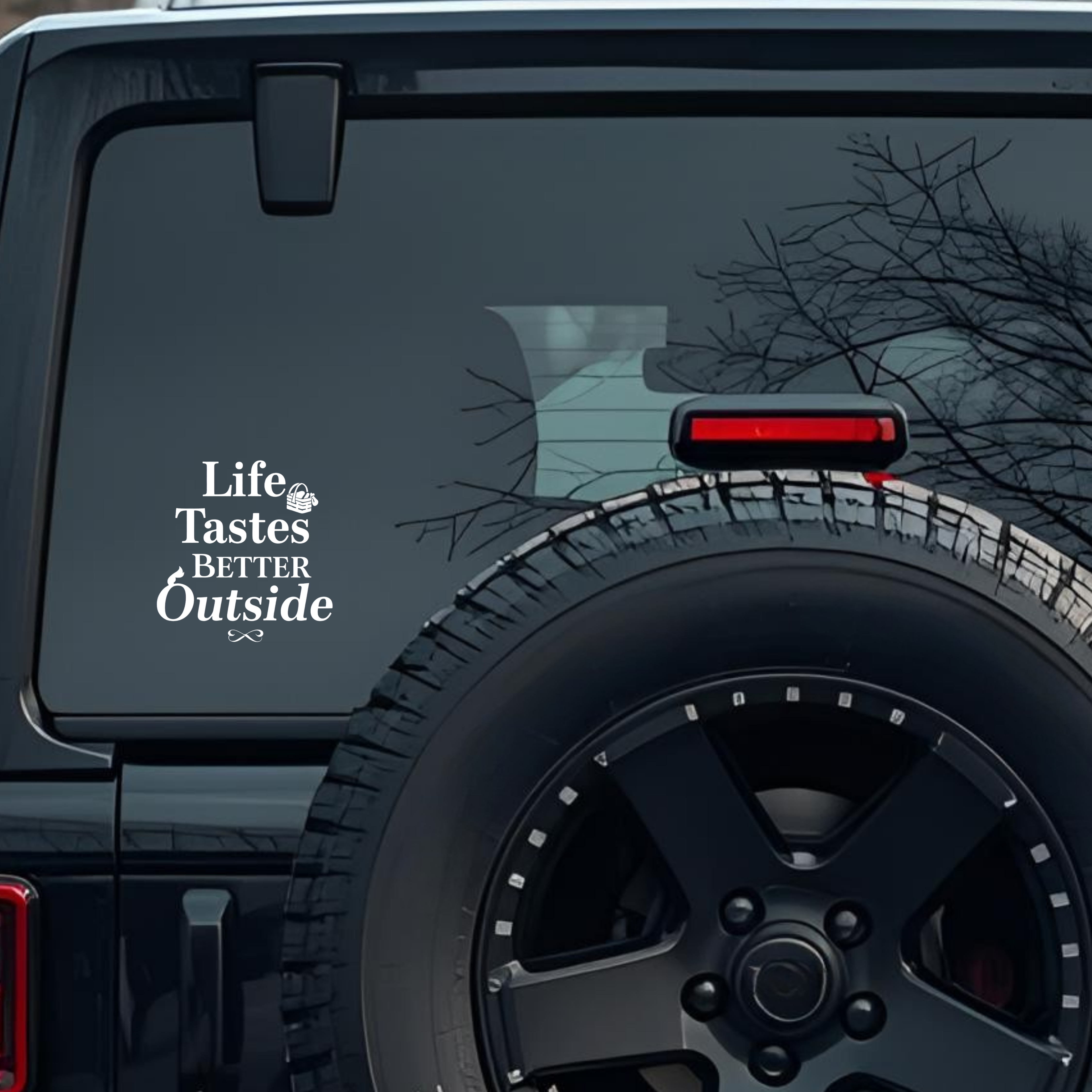 Life Tastes Better Outside Large 6 inch Premium Decal Sticker For Car Bumper Window Rear Windshield